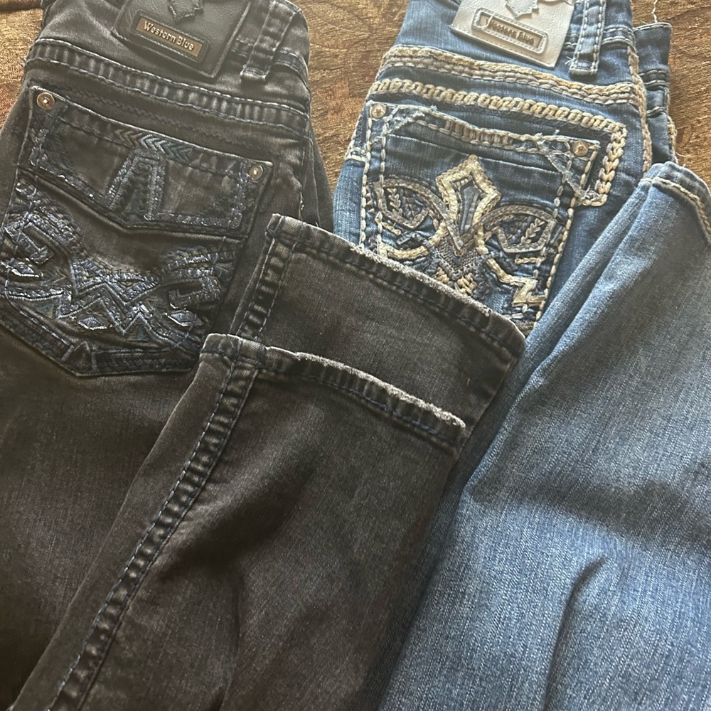Slim Straight Jeans Black and Blue Classic Style